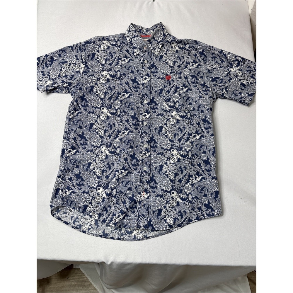 CINCH Short Sleeve Button Down Shirt Multi Color Paisley Print Men's Small